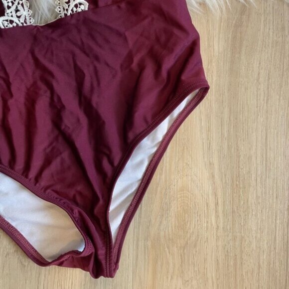 𝅺Shein Burgundy One Piece Bathing Suit - Picture 3 of 7